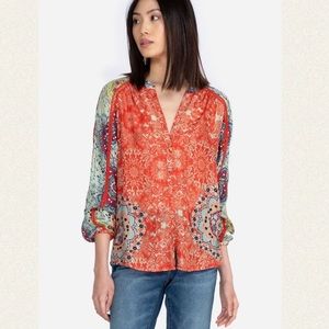 Johnny Was Ellen Button Up Blouse 100% Silk Size Large